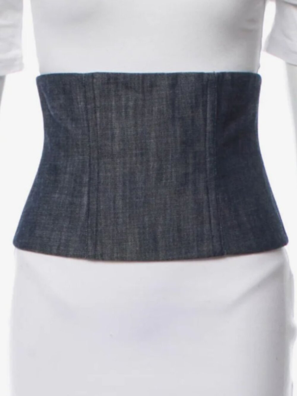 TIBI Raw Denim and Black CORSET Belt Waist Cincher size 4 NEW
